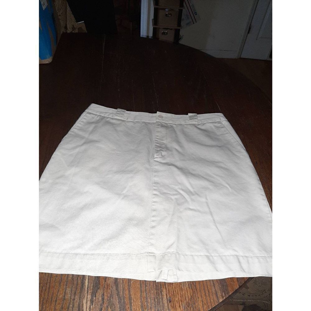 Size 10 Gap Factory Store Khaki Tan Cotton Mini Skirt with Rear Slit and Pockets